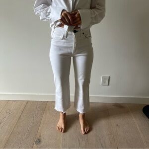 rag & bone White High-Rise Flare Jeans